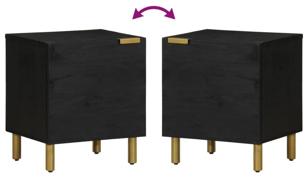 Mesa de cabeceira 40x33x46 cm madeira de mangueira maciça preto