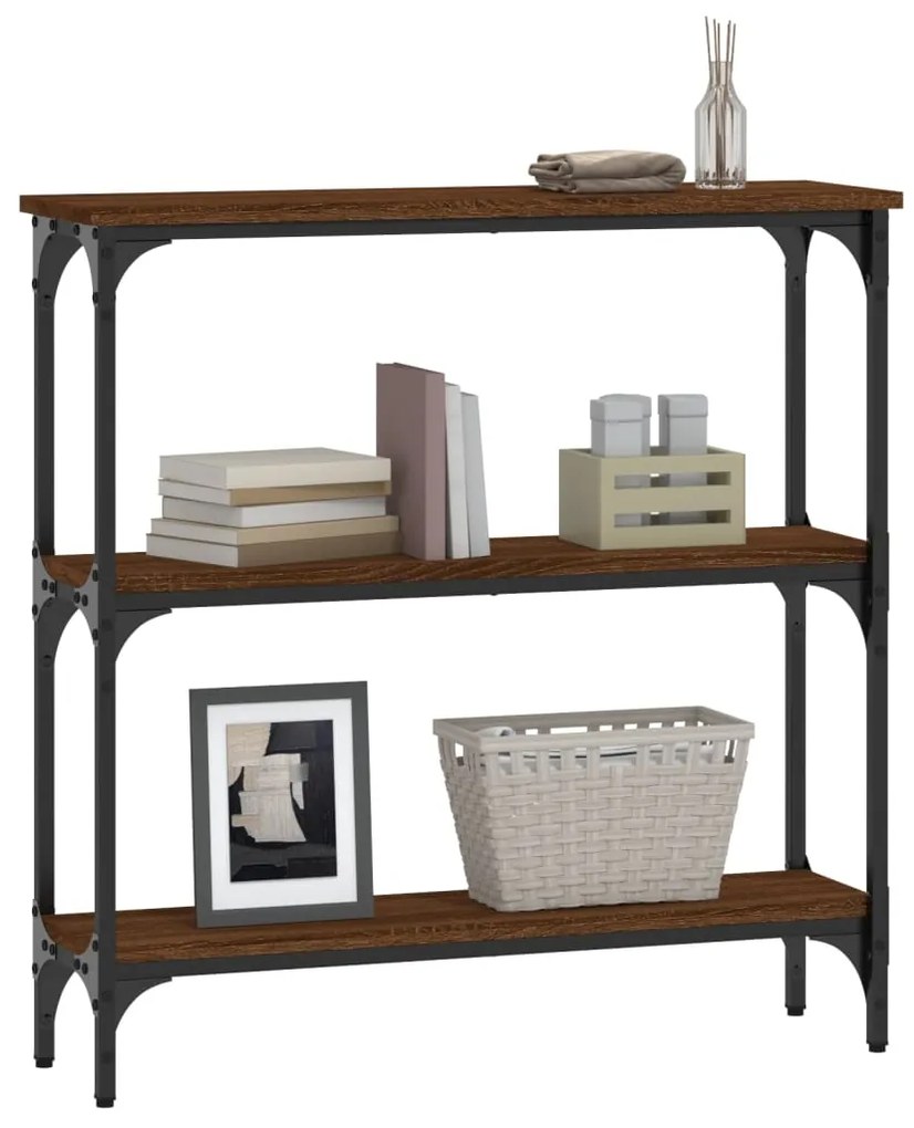 Mesa consola 75x22,5x75 cm derivados madeira carvalho castanho