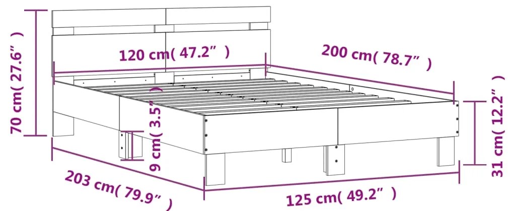 Estrutura cama c/ cabeceira 120x200 cm derivados madeira branco