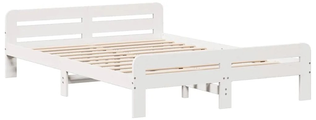 Cama sem colchão 140x200 cm madeira de pinho maciça branco