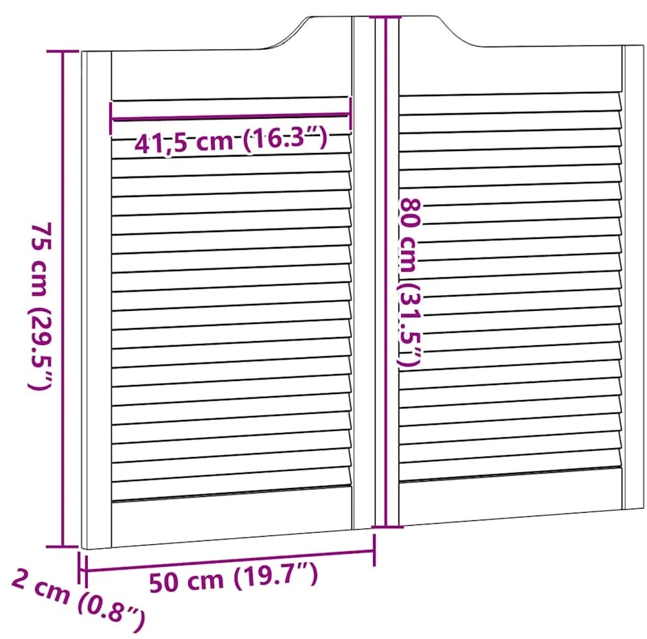 Portas de batente design de persiana 2-Par pinho maciço