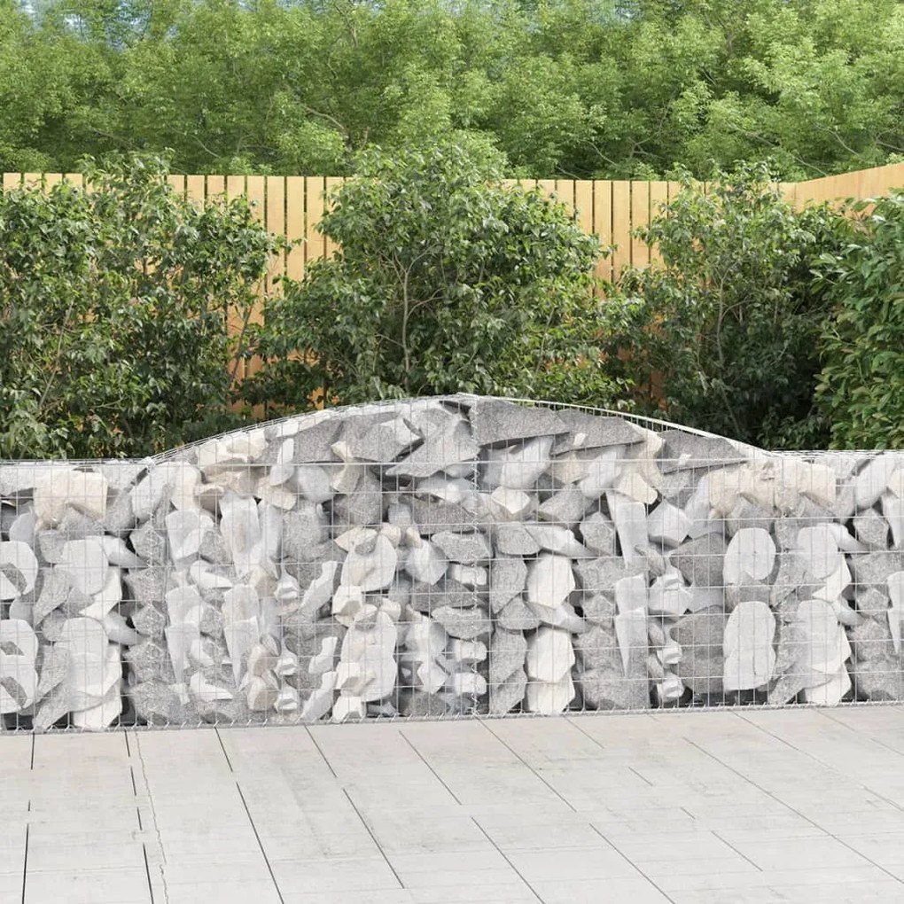 3146868 vidaXL Cestos gabião arqueados 4pcs 400x30x100/120cm ferro galvanizado
