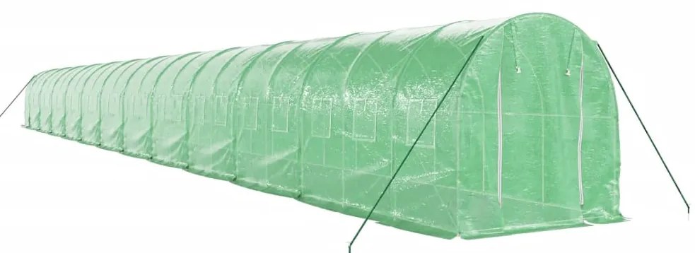 Estufa com estrutura de aço 48 m² 24x2x2 m verde