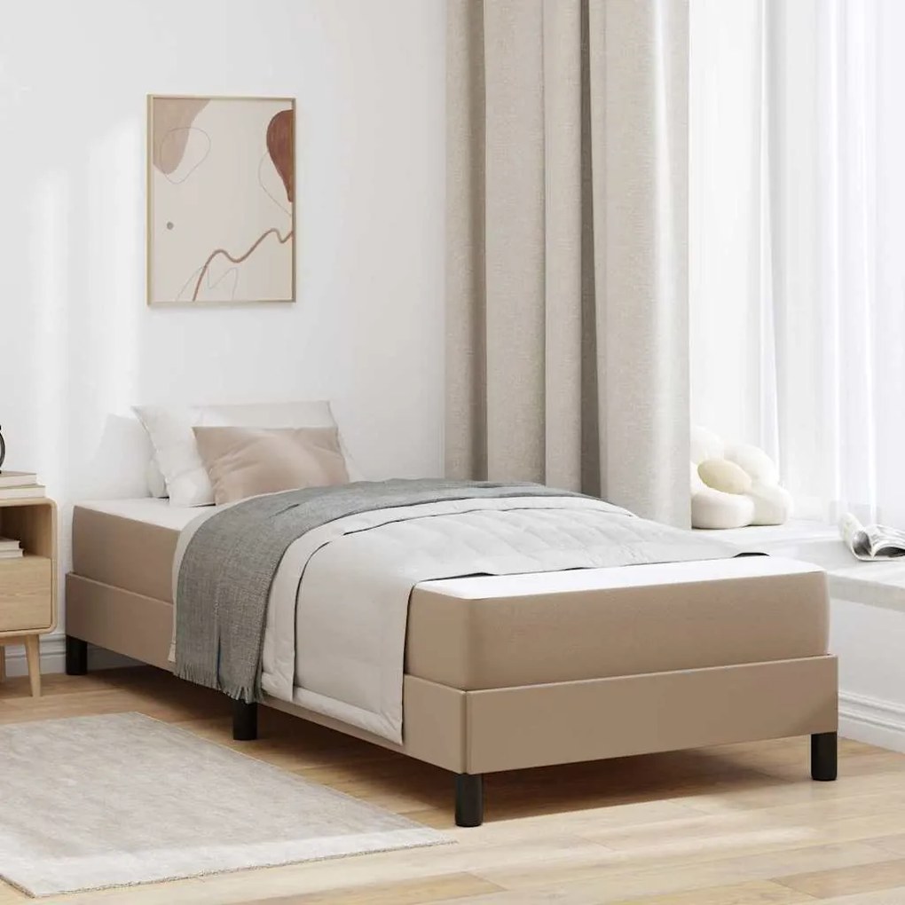 vidaXL Estrutura da Cama com colchão Cappuccino 90 x 190 cm tecido