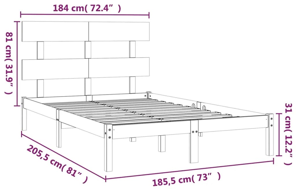 Estrutura de cama super king 180x200 cm madeira maciça