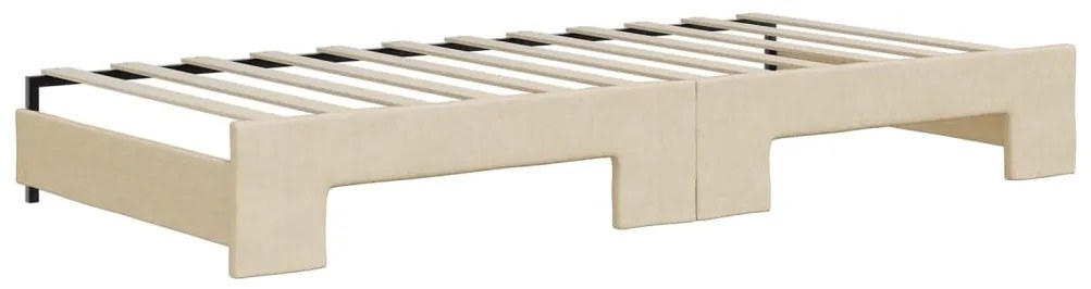 Sofá-cama com gavetão e gavetas 90x200 cm tecido cor creme
