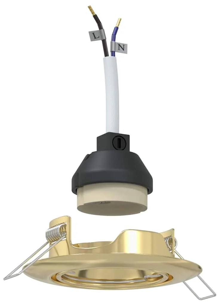 Luminárias Embutidas 6 pcs Redondas GU10 Douradas Ø90 mm Aço