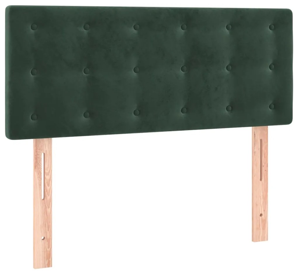 Cama box spring c/ colchão/LED 120x200 cm veludo verde-escuro