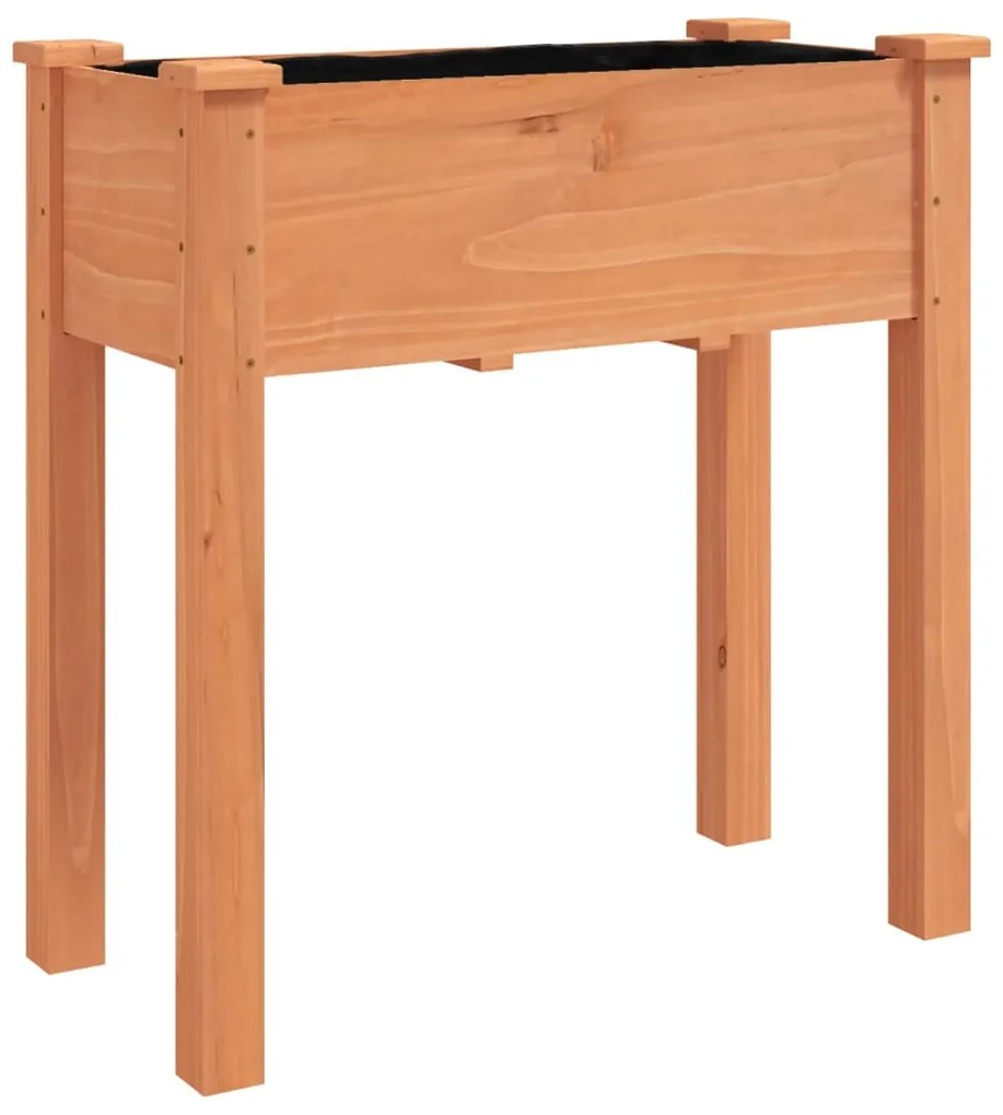 Floreira c/ forro e rodas 71x37x80 cm abeto maciço castanho