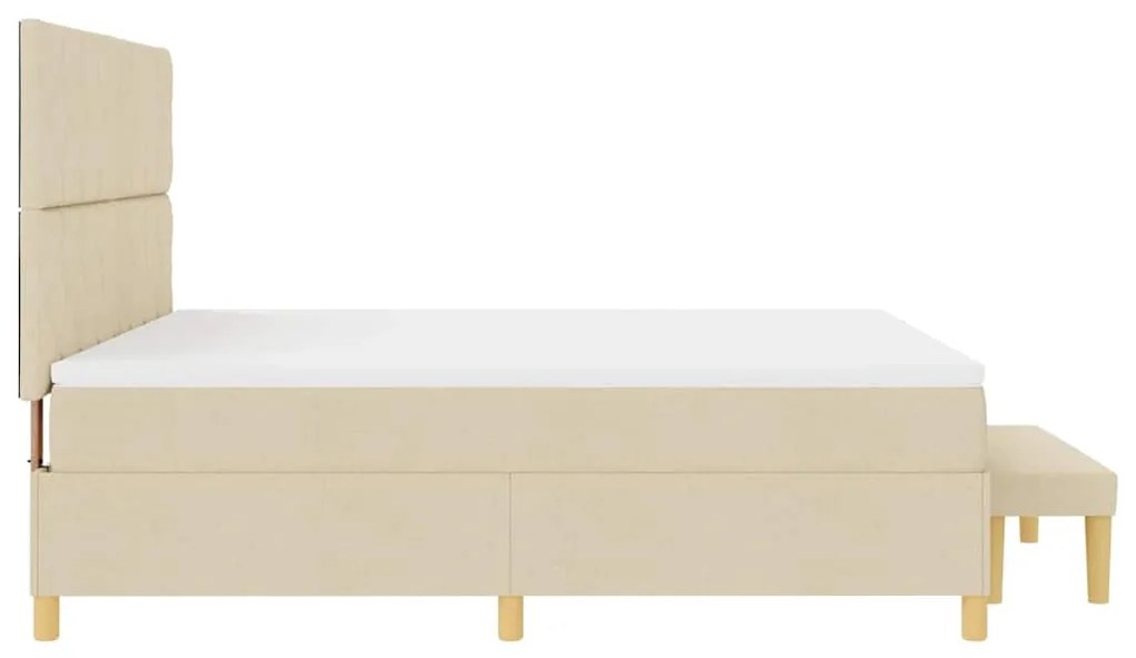 Cama Box com Colchão &amp; Banco Creme 180x200 cm Tecido