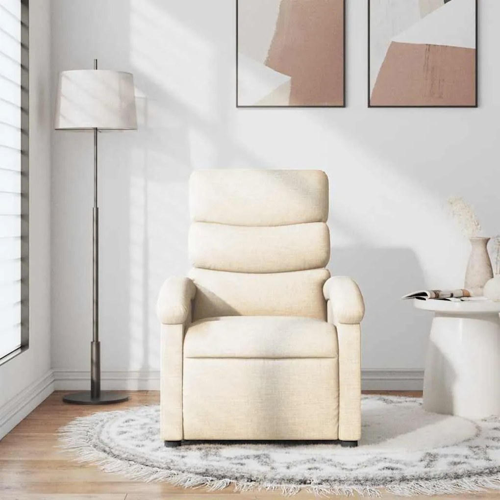 Poltrona de massagens reclinável tecido cor creme