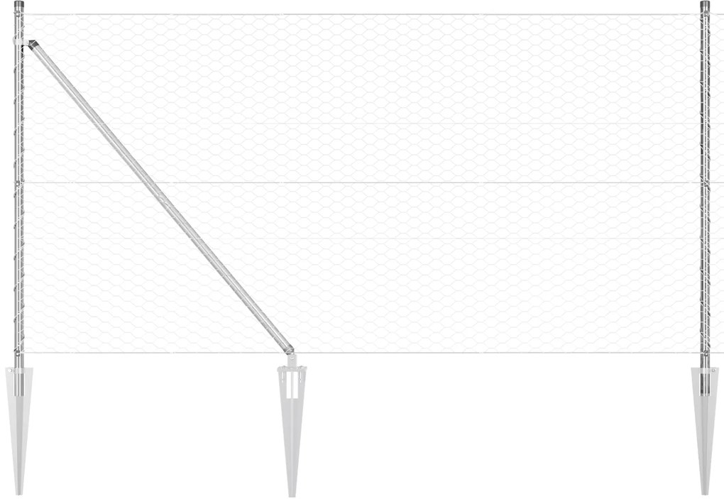Cerca de Link Hexagonal com 13 Postes Pontudos 1x25 m Aço Galvanizado