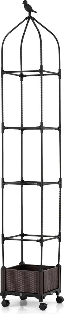 Floreira elevada para tomates com rega automática, altura ajustável de 95 a 200 cm, 4 rodas, suporte para plantas para pátio, terraço e jardim, preto