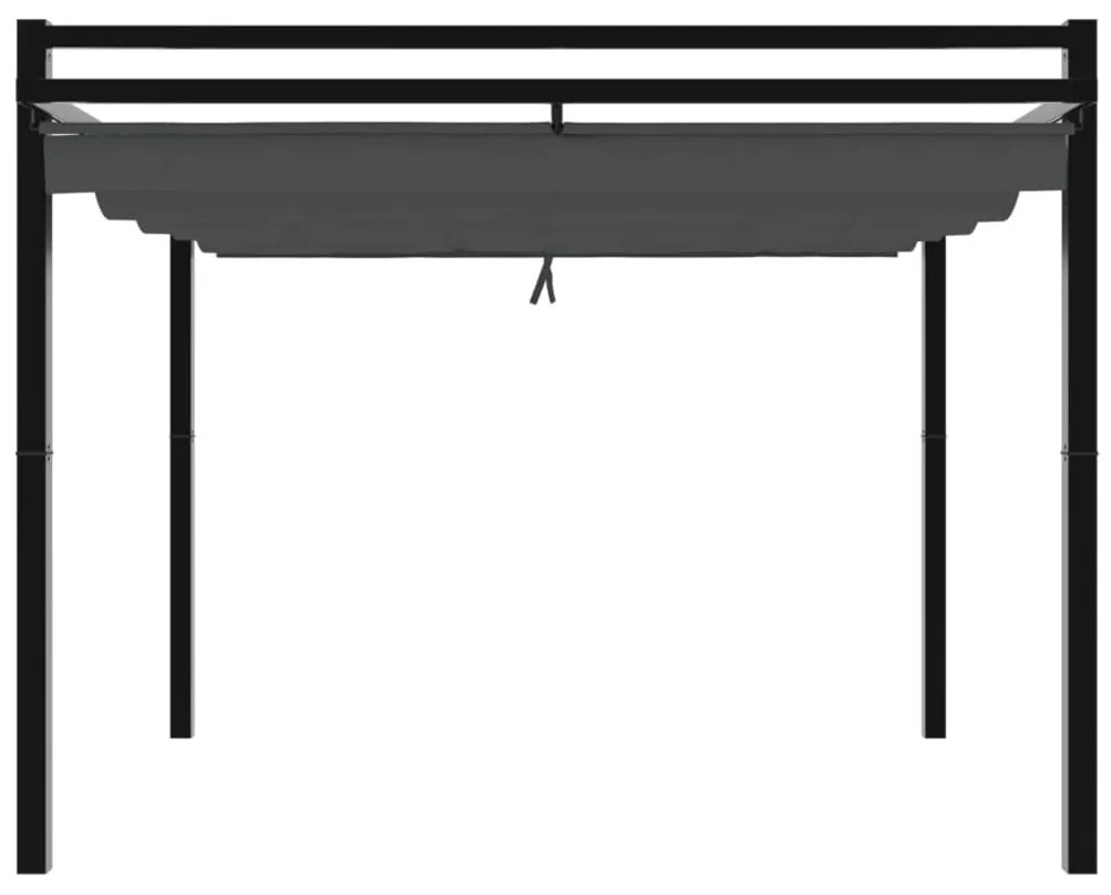 Gazebo de jardim com teto retrátil 3x3 m alumínio antracite