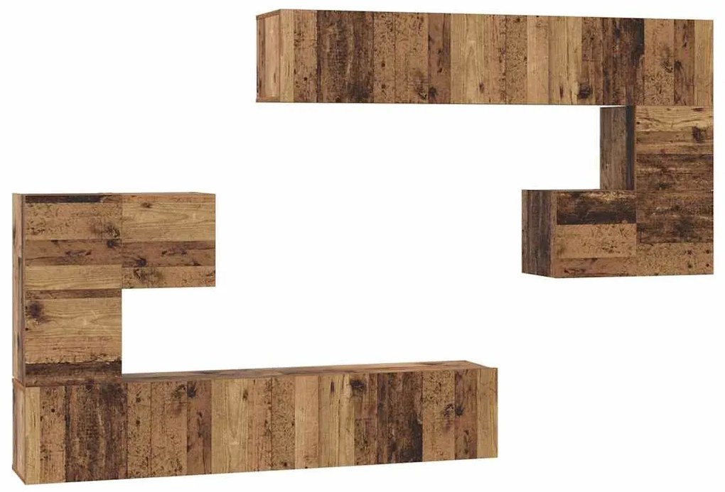 Conjunto de móvel de TV com armazenamento com porta 8 pcs Madeira Anti