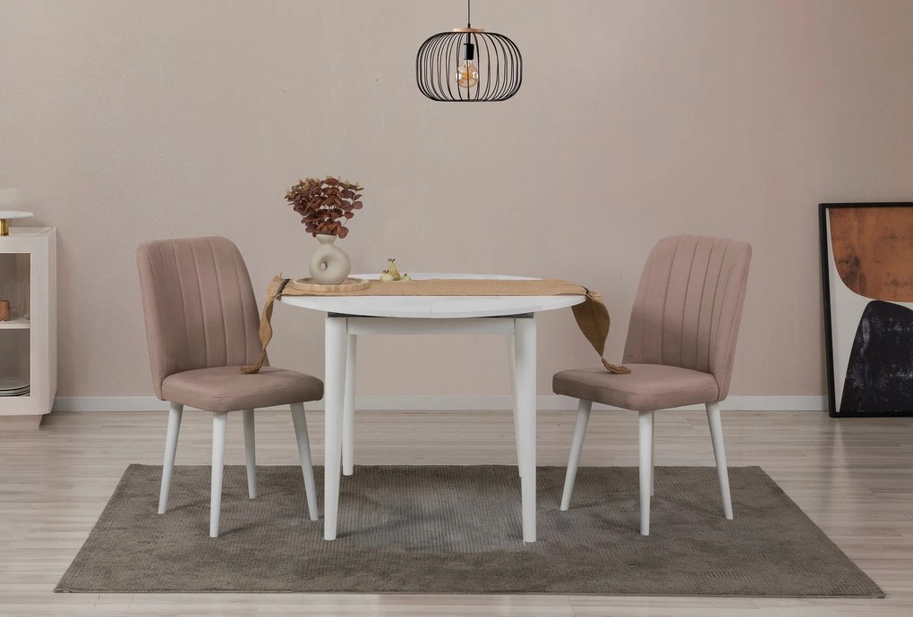 Conjunto Mesa de Jantar Extensível & Cadeiras Vina – Branco – Mesa: 10