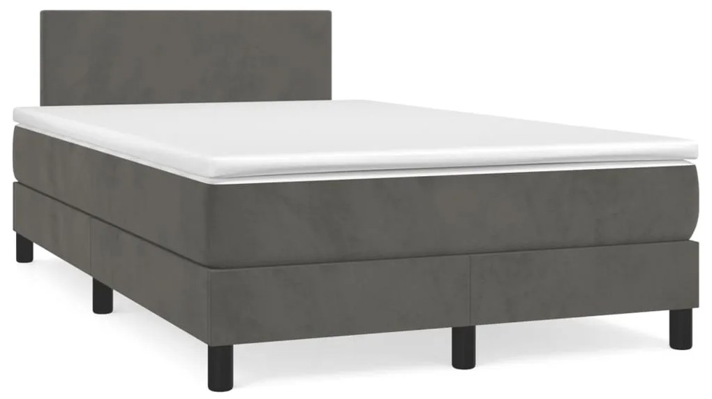 Cama boxspring com colchão 120x190 cm veludo cinzento-escuro