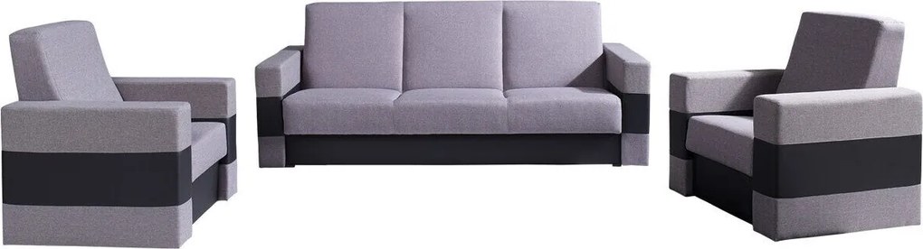 Conjunto de mobiliário com estofo Providence 171, Cama com arrumação, Couro Ecológico + Tecido, Pernas: Plástico, Madeira