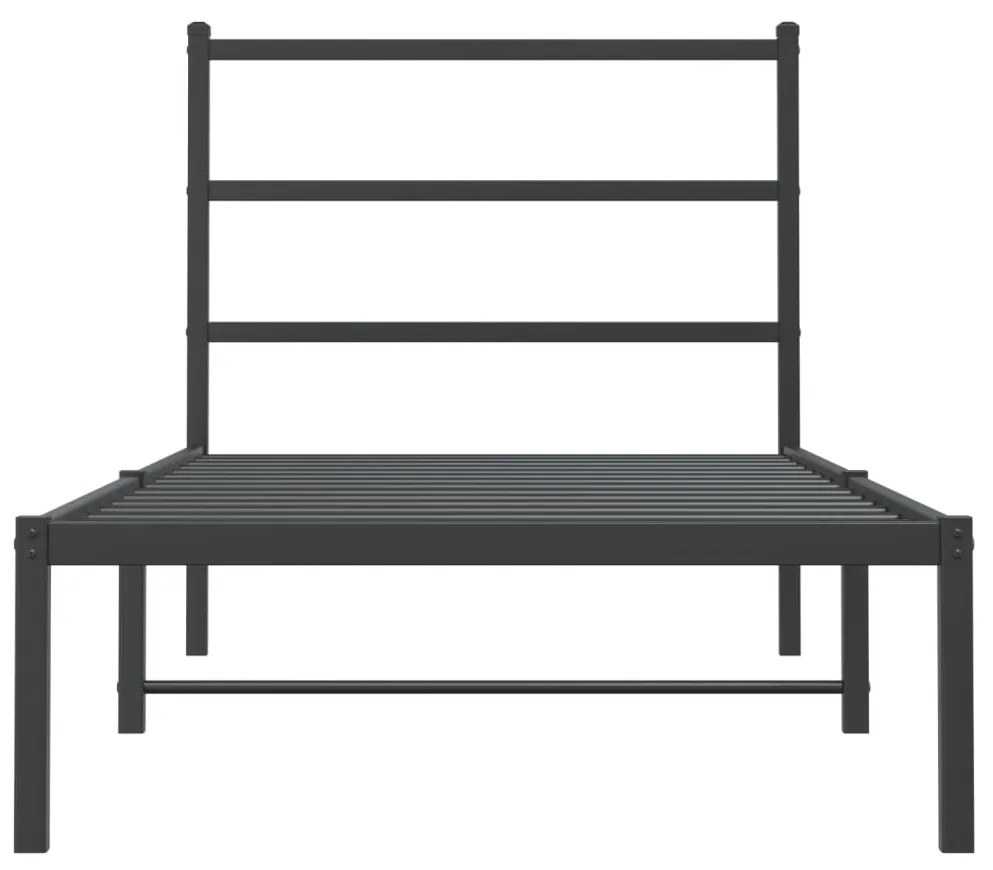 Estrutura de cama com cabeceira 90x200 cm metal preto