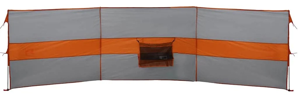 Corta-vento de campismo 490x123 cm impermeável cinza/laranja