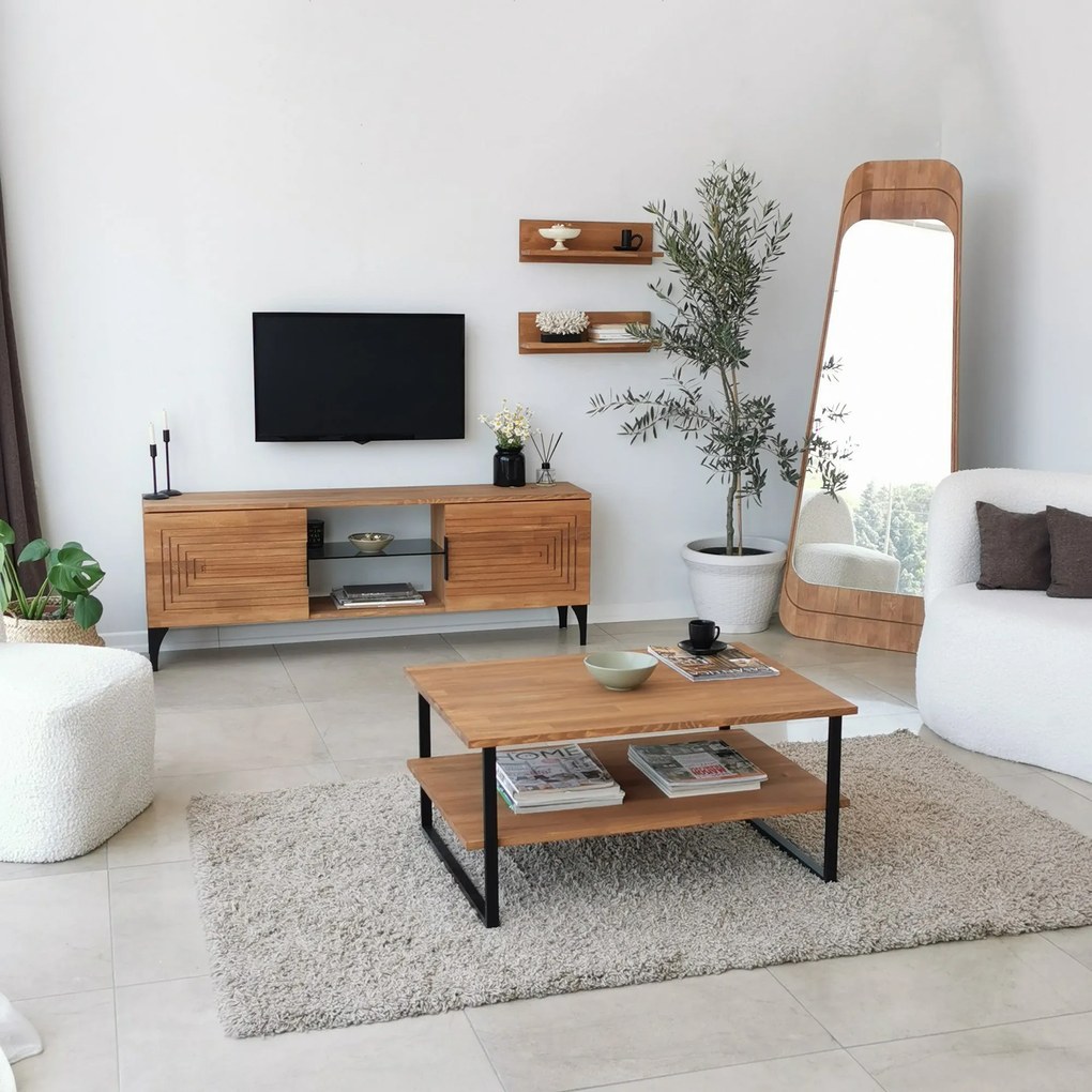 Mesa de Centro Neta – Carvalho – 85x40x60 cm
