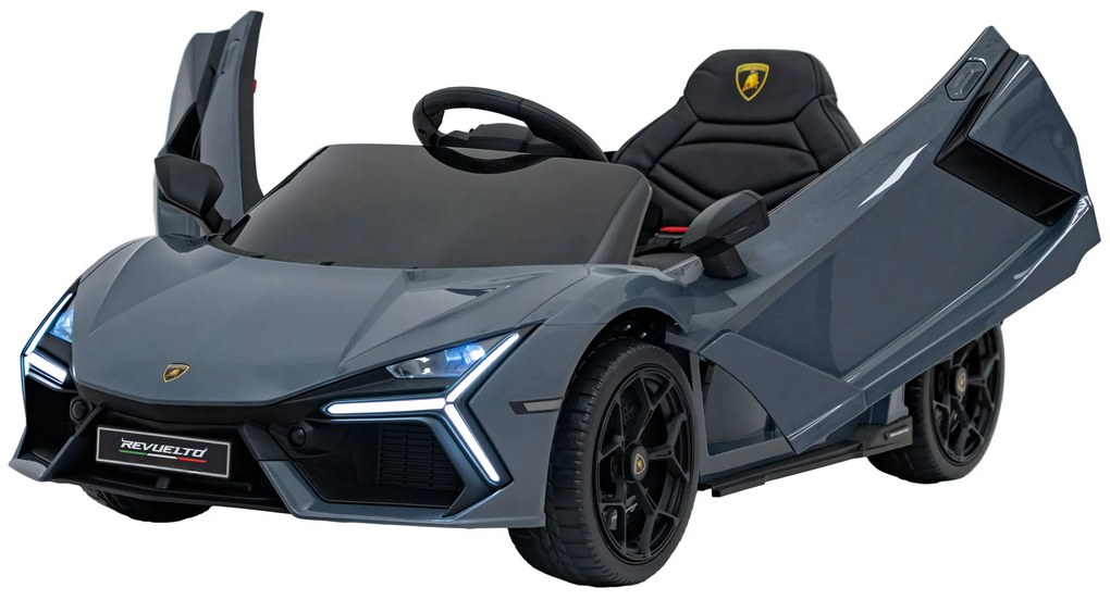 Carro elétrico para Crianças Lamborghini Revuelto 12V 4x4 Rodas Espuma EVA, Assento couro ecológico Cinzento