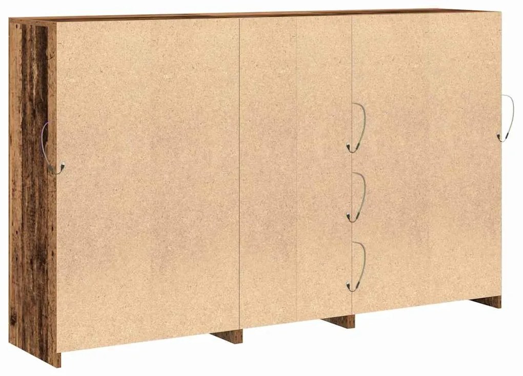 Sideboard vidaXL com Luzes LED Madeira Velha 162x37x100 cm Madeira Lam