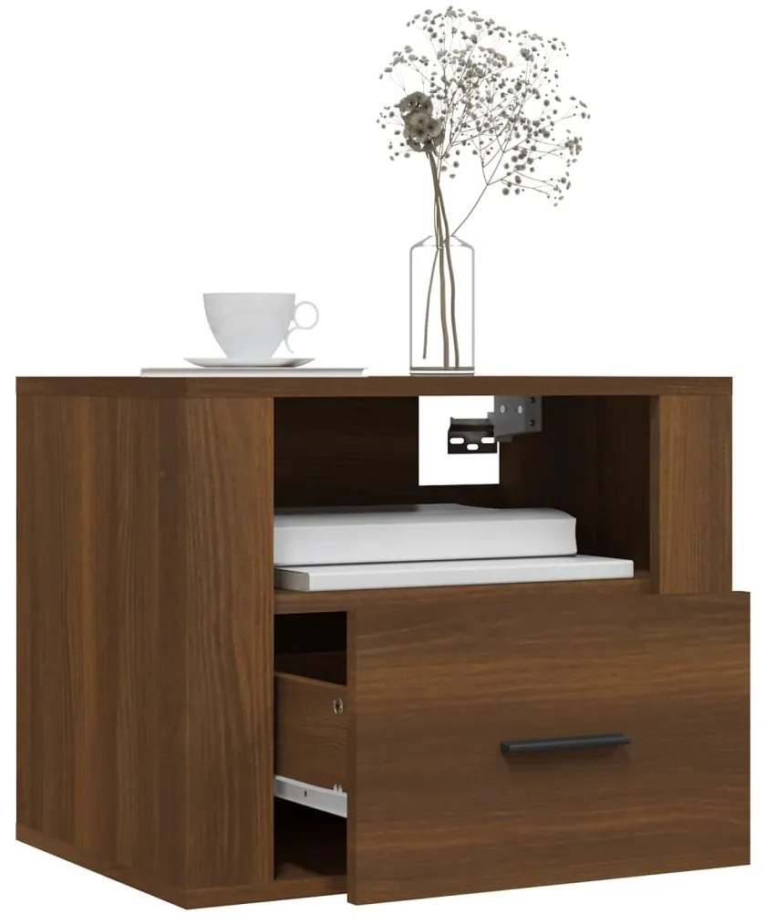Mesa de cabeceira de parede 50x36x40 cm carvalho castanho