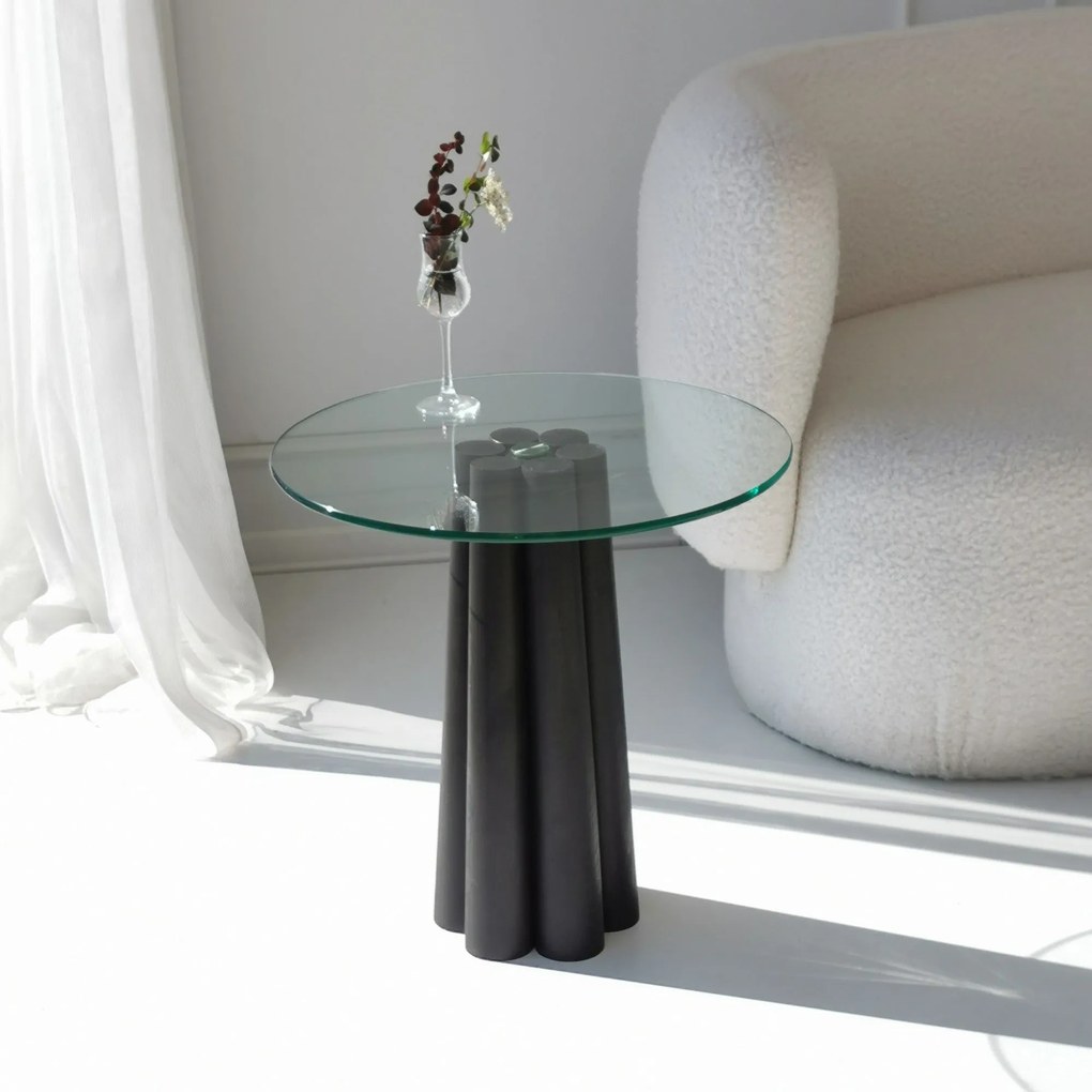 Mesa de Centro Thales – Transparente Preto – 50x50x50 cm