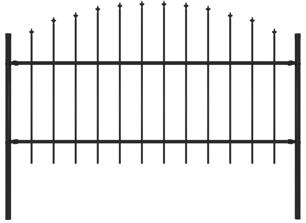 Cerca de jardim com topo em lanças (1-1,25)x1,7 m aço preto