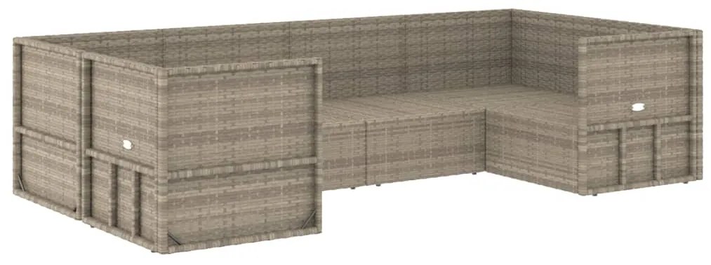 6 pcs conjunto lounge de jardim c/ almofadões vime PE cinzento