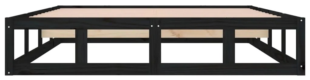 Estrutura de cama casal 135x190 cm madeira maciça preto