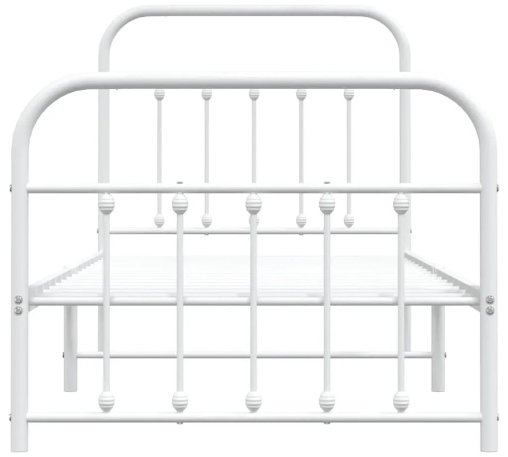 Estrutura de cama com cabeceira e pés 90x200 cm metal branco