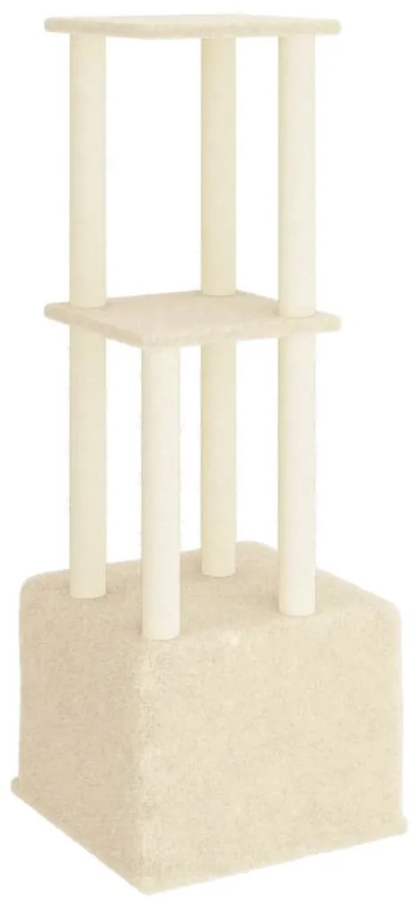 Árvore para gatos c/ postes arranhadores sisal 133,5 cm creme