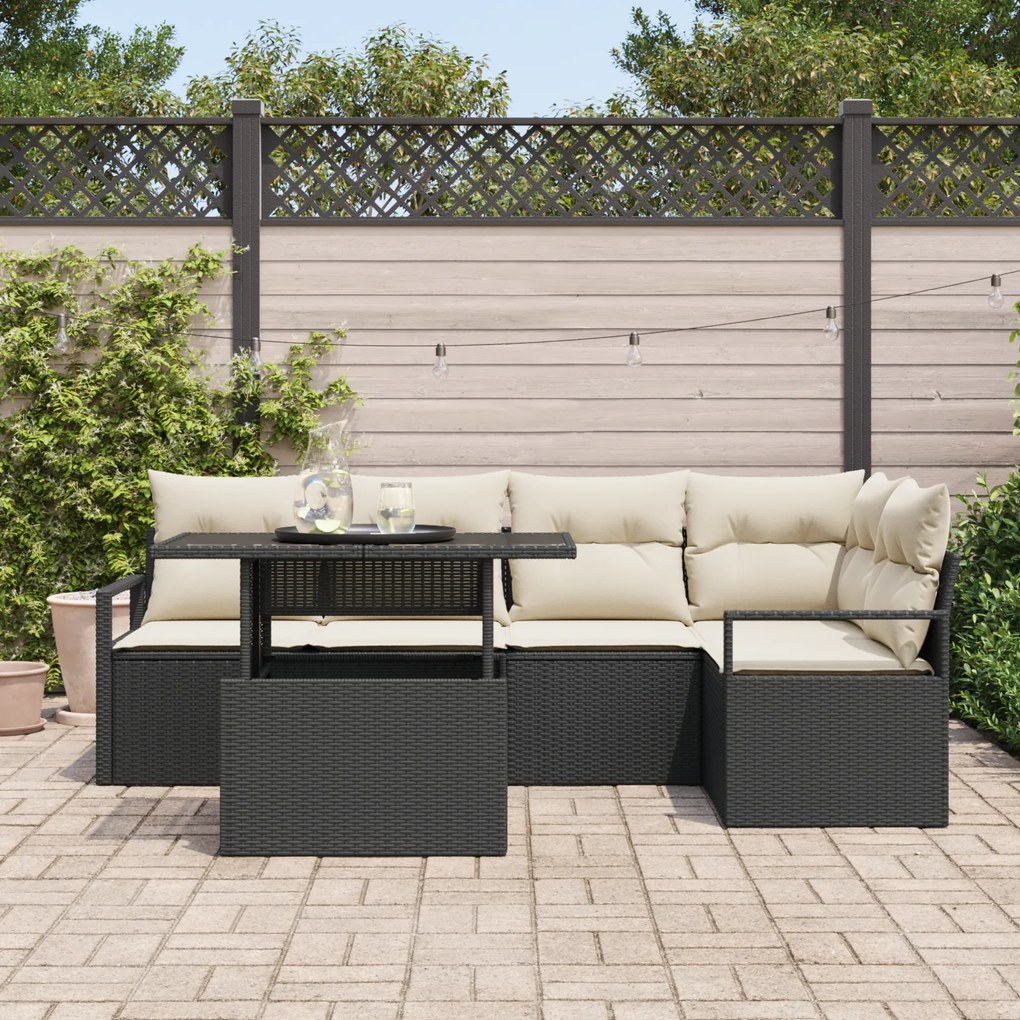 Conjunto de Sofás de Jardim vidaXL de 6 Peças com Almofadas Rattan Pre