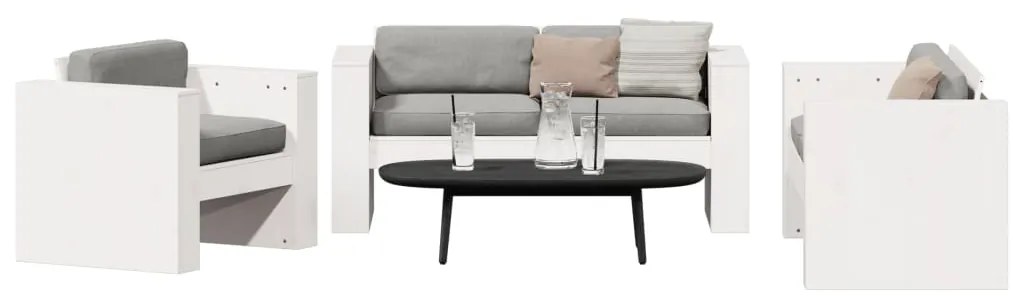 2 pcs conjunto lounge de jardim madeira de pinho maciça branco