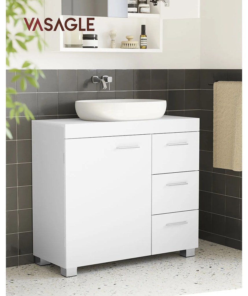 Armário Casa de Banho sob Lavatório (NÃO INLCUÍDO)com 3 gavetas grandes 30 x 70 x 64 cm branco