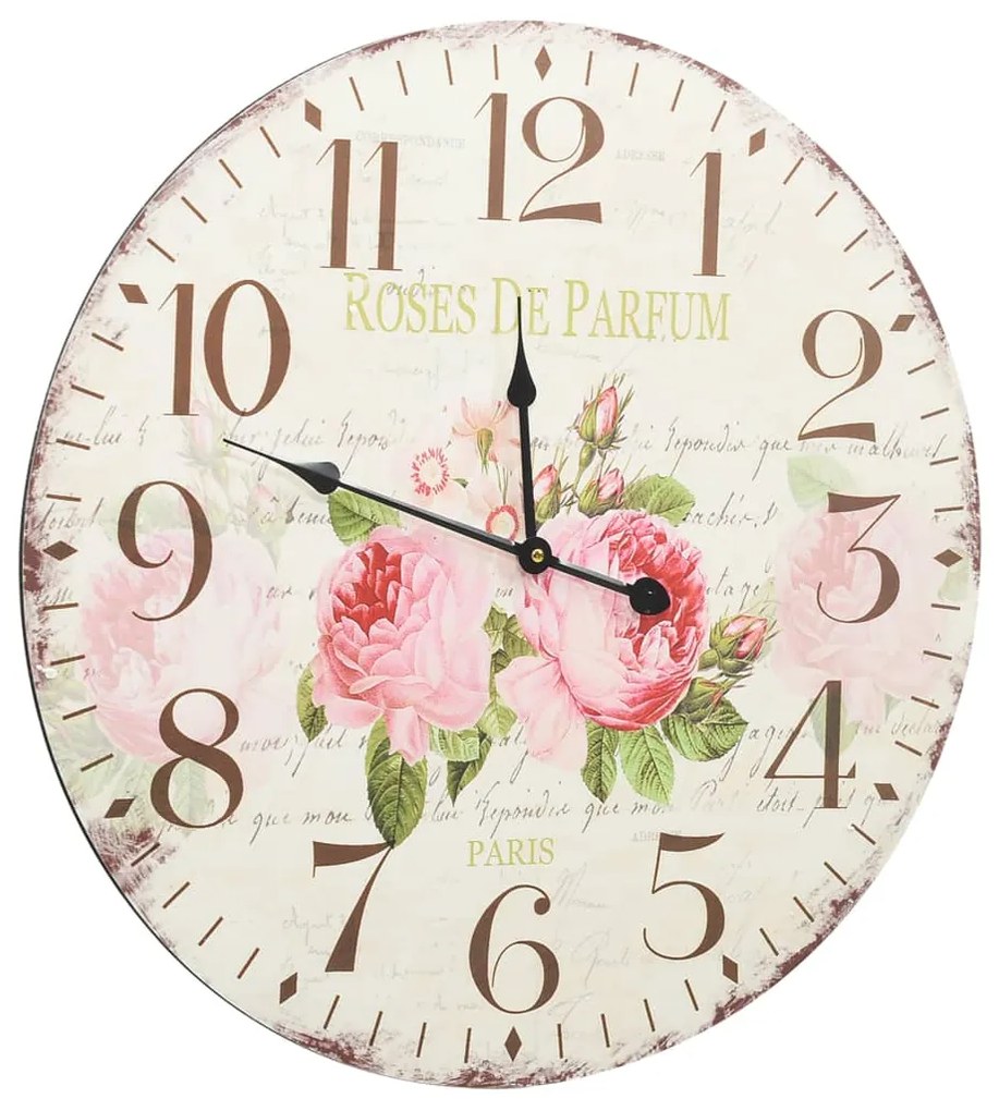 Relógio de parede vintage florido 60 cm