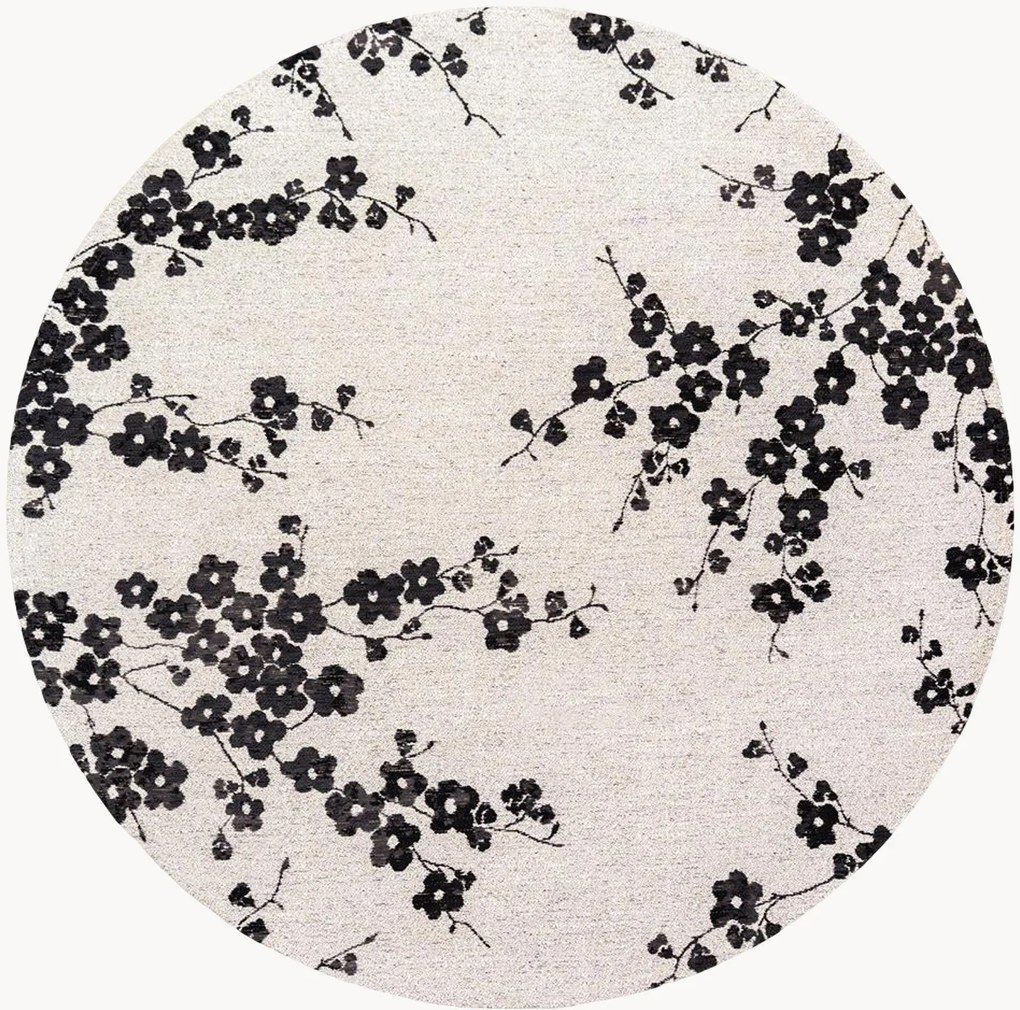 Tapete redondo lavável em jacquard para interior e exterior Sakura
