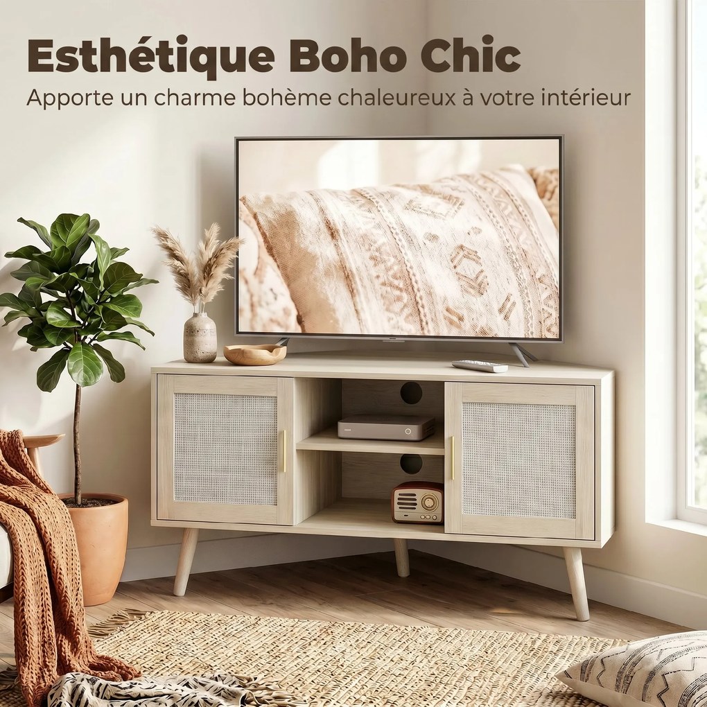 Móvel TV de Canto, 115 x 54,2 x 56,2 cm, Para Televisores até 65 Polegadas, Cor Carvalho