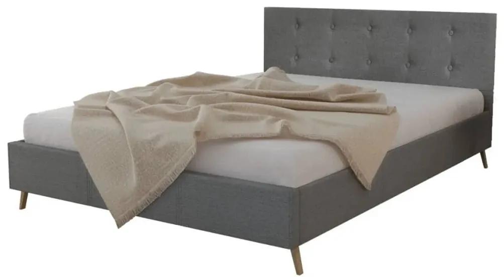 Estrutura de cama em tecido 140x200 cm cinzento-claro