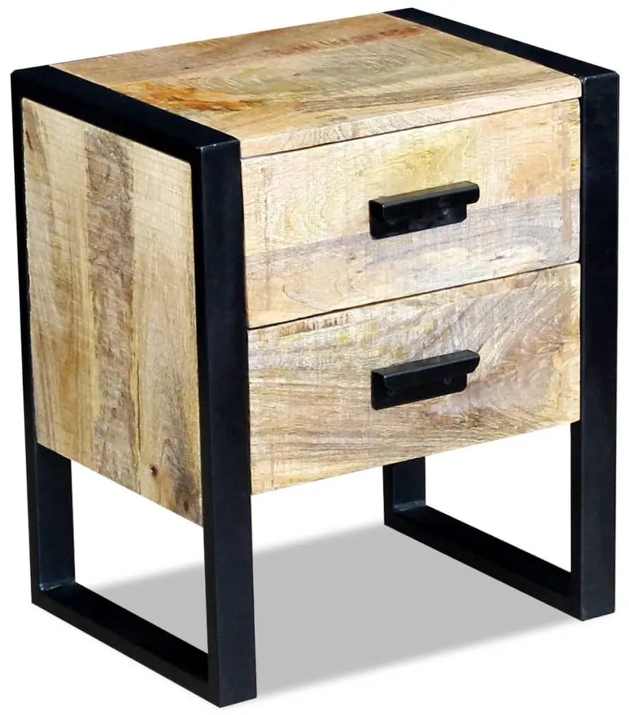 Mesa apoio 2 gavetas madeira de manga sólida 43x33x51 cm