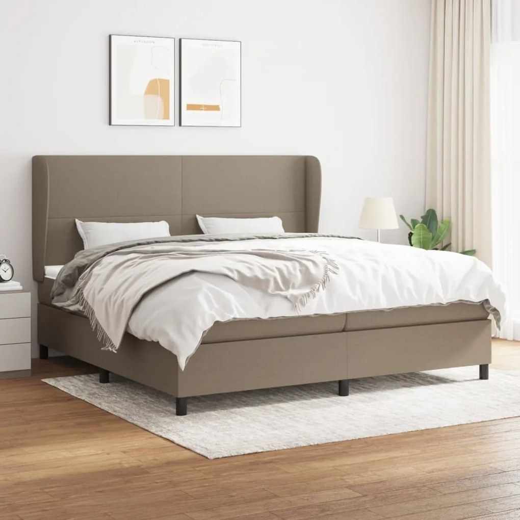 vidaXL Cama com molas/colchão 200x200 cm tecido castanho-acinzentado