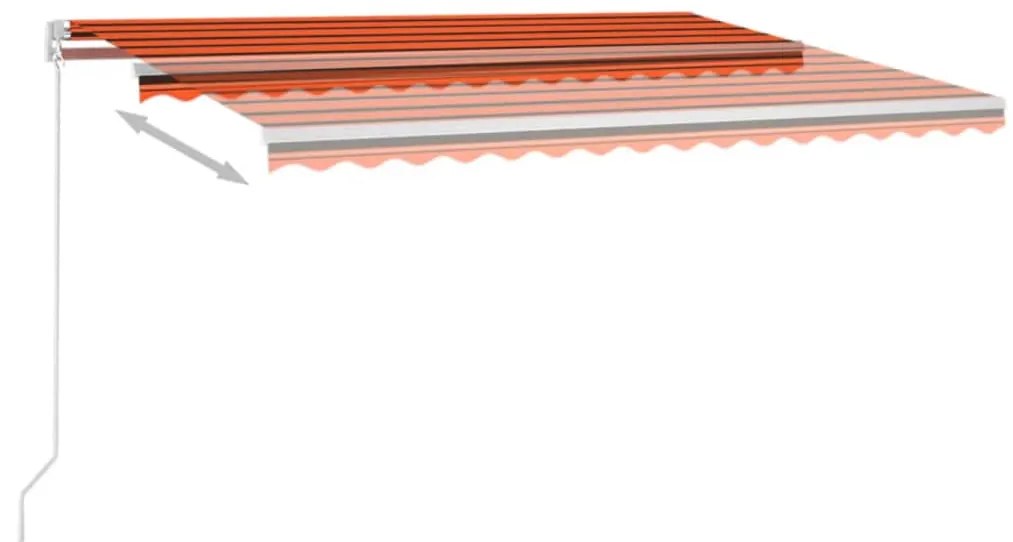 Toldo retrátil manual com LED 450x350 cm laranja e castanho