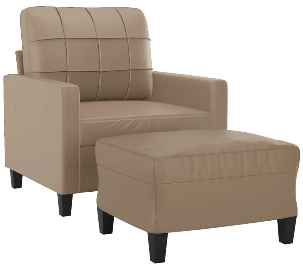 Poltrona com apoio de pés 60 cm couro artificial cappuccino