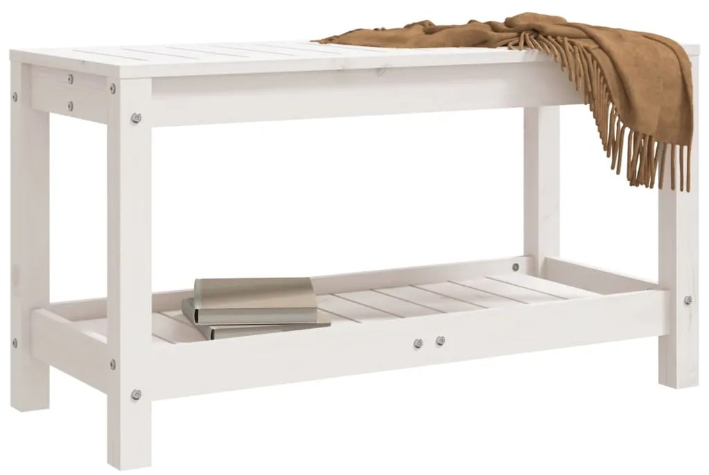 Banco de jardim 82,5x35x45 cm madeira de pinho maciça branco