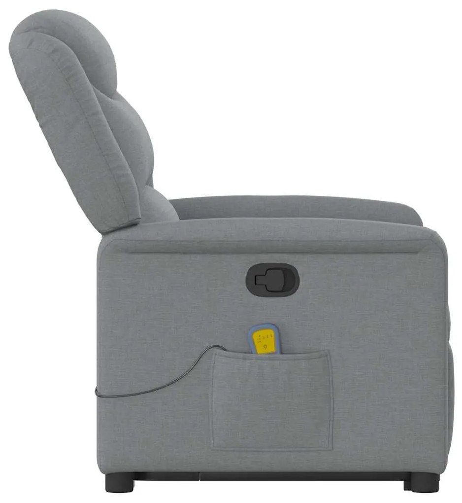 Poltrona reclinável massagens tecido cinzento-claro