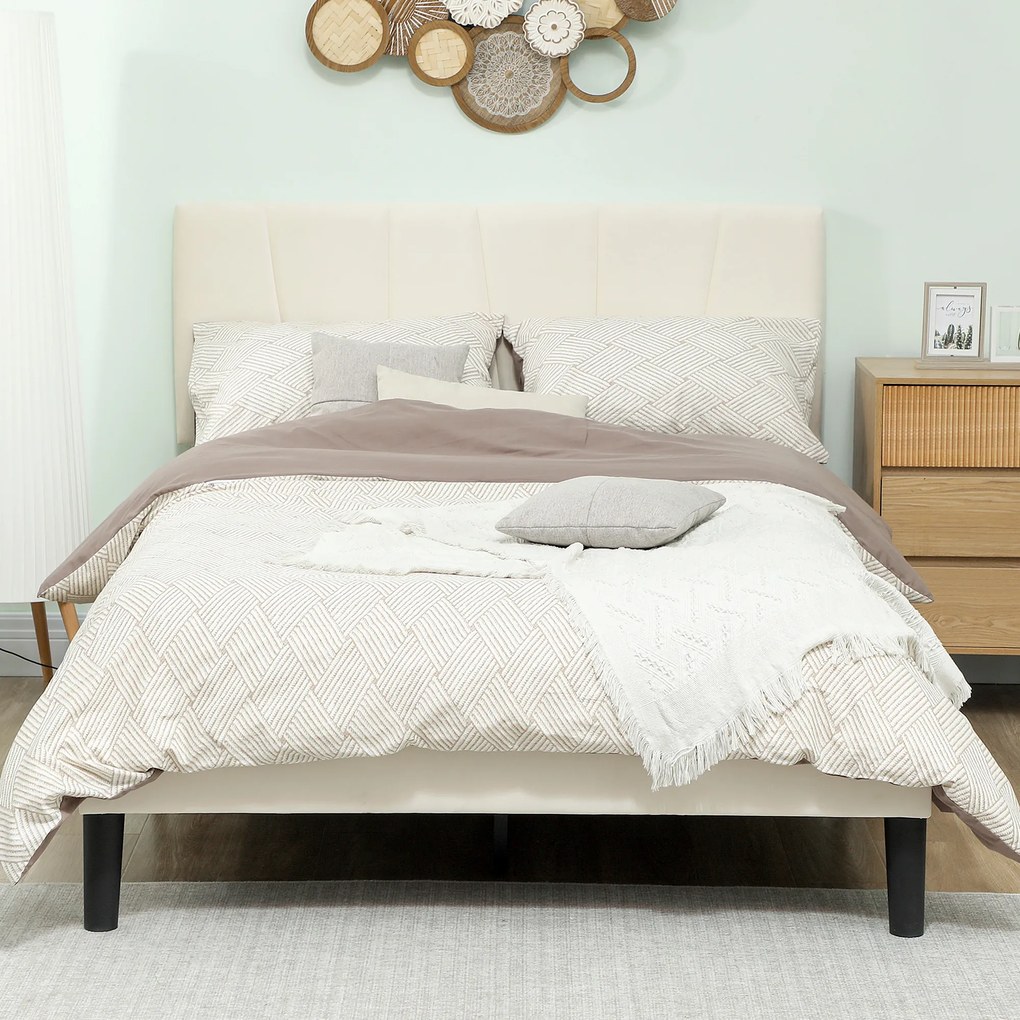 Estrutura de cama de casal 140 x 190 cm (COLCHÃO NÃO INCLUIDO), cama para 2 pessoas, cabeceira ajustável, base de cama 150 x 198 x 101/106/111/116/121