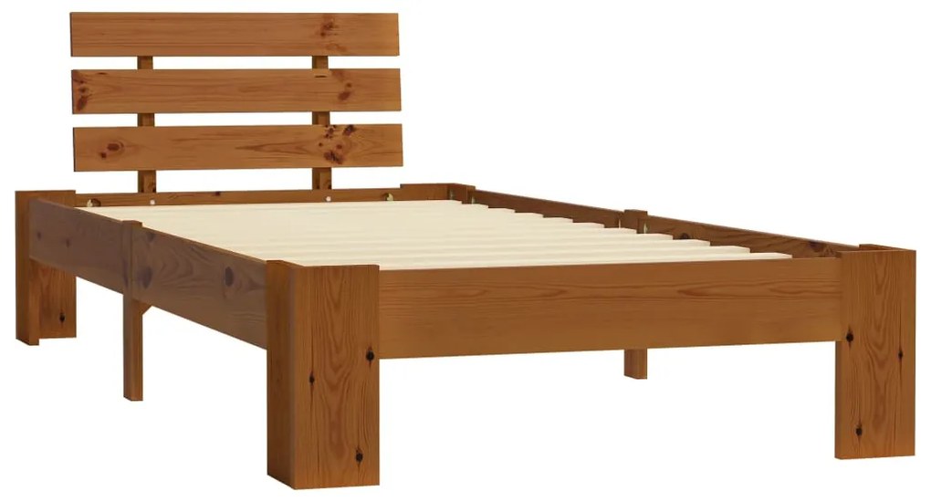 Estrutura de cama 90x200 cm pinho maciço castanho mel