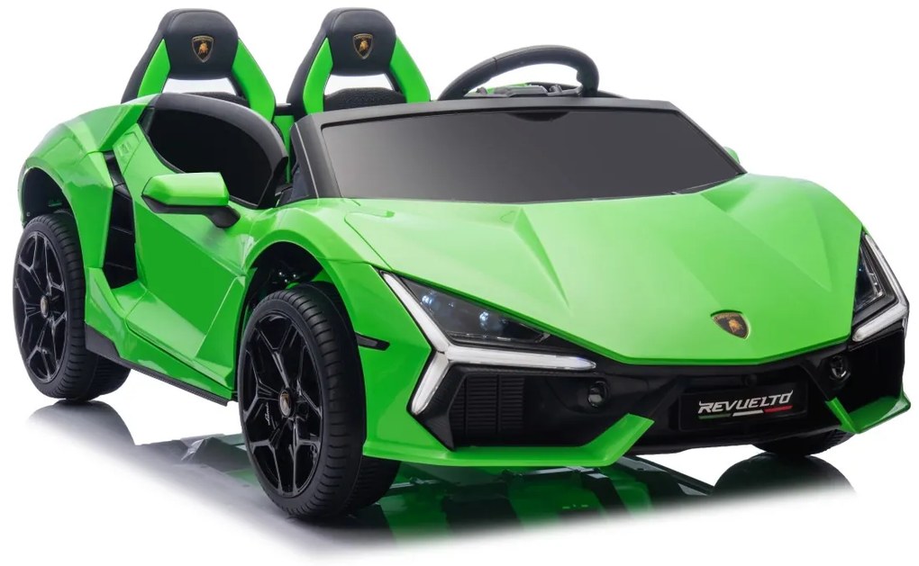 Carro elétrico para Crianças 2 Lugares Lamborghini Revuelto XL STRONG 24V, Rodas AR bombeado, Assento Couro ecológico Verde